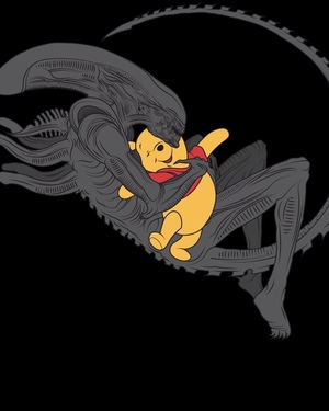 An Alien Xenomorph Embraces Winnie the Pooh in Fun Fan Art Mashup