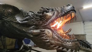 Artist Creates a Life-Size GAME OF THRONES Steel Fire-Breathing Dragon Statue
