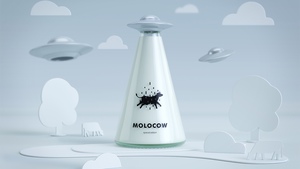 Brilliant Milk Bottle is Shaped Like a UFO Beaming Up a Cow