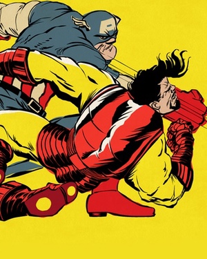 Captain America vs. Iron Man Fight Frank Miller Style