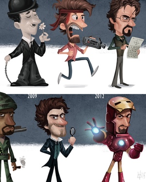 Cartoon Style Evolution of Robert Downey Jr. By Jeff Victor