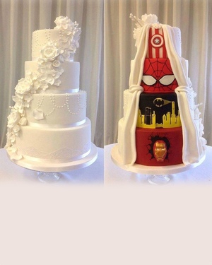 Classic Looking Wedding Cake Has a Heroic Secret Identity