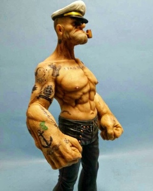 Crazy-Looking Realistic Popeye Figurine 