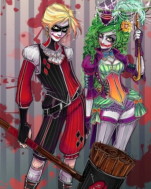 Dashing Joker and Harley Quinn Gender Swap Art