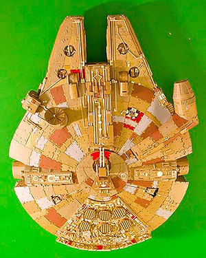 Detailed Millennium Falcon Made Out of Cardboard
