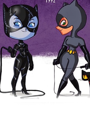 Evolution of Catwoman Cartoon Style Tribute Art by Jeff Victor