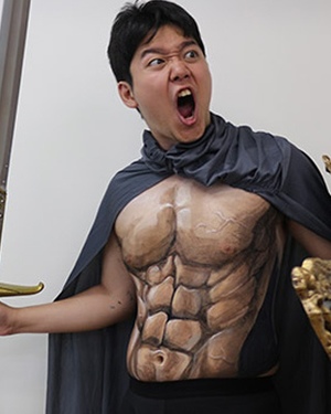 Hilarious Shirtless 300 Spartan Warrior Paint Cosplay 