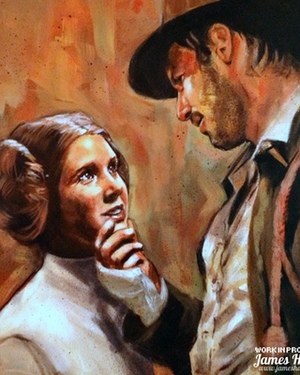 Indiana Jones Flirts with Princess Leia - Fan Art by James Hance