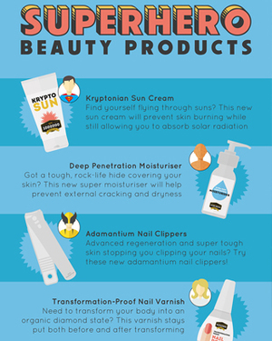 Infographic: Humorous Superhero Beauty Products