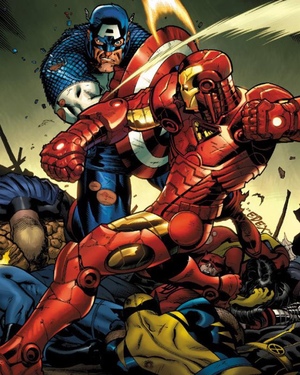 Iron Man and Captain America Fight in Promo Art for CAPTAIN AMERICA: CIVIL WAR
