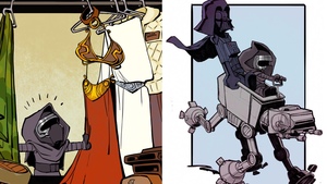 Little Kylo Ren Finds His Mom's Slave Outfit in New CALVIN & HOBBES STAR WARS Art