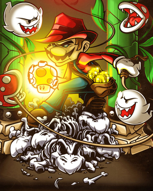Mario Becomes Indiana Jones in THE TEMPLE OF SHROOM Art