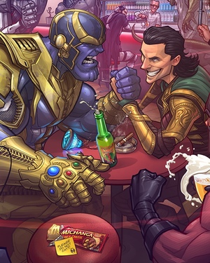 Marvel Movie Villains Enjoying the Bar Life in Fan Art