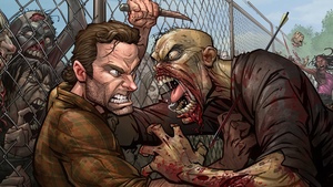 Raging Zombie Attacks Rick in WALKING DEAD Fan Art