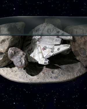 See A Classic Chase Scene Frozen in Time With This Millennium Falcon Asteroid Field Coffee Table