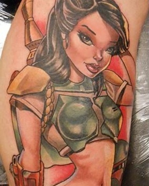 STAR WARS Sleeve Tattoos - Boba Fett Pin-Up and X-Wing Battle