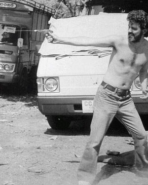 Steven Spielberg and George Lucas Water Gun Fight on TEMPLE OF DOOM Set