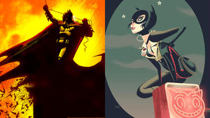 Stylish Batman and Catwoman Art From Bottleneck Gallery