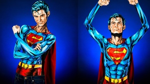 This Superman Body Paint Cosplay is Both Awesome and Really Weird