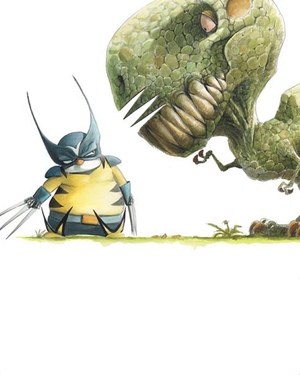 Wolverine vs. Jurassic Park Fan Art by David Cochard