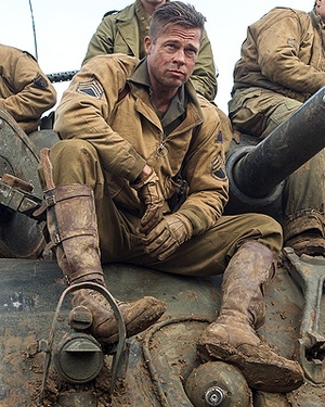 2 Photos of Brad Pitt in the WWII Movie FURY