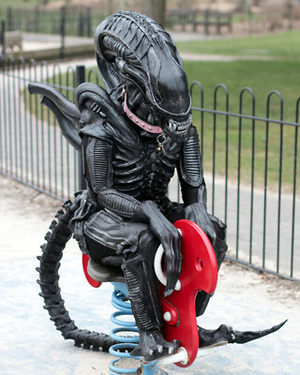 ALIEN Cosplayer Goes for a Ride in the Park