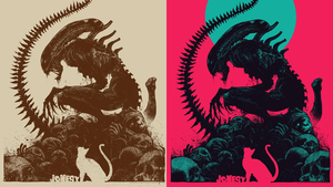 A Xenomorph Sits Atop a Pile of Skulls in New ALIEN Art