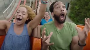 Actor Terrified of Roller Coasters Tries To Pretend He Enjoys Them For a Commercial