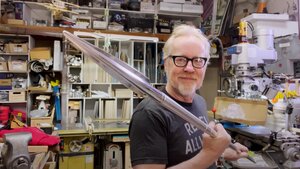 Adam Savage Shows Off His Beskar Spear Prop Replica From THE MANDALORIAN