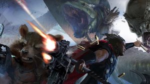 AVENGERS: INFINITY WAR Key Art Shows Thor and Rocket Battling Giant Serpents