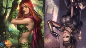 Beautiful Poison Ivy and Catwoman Art by Josh Burns