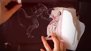 Cool Hand-Drawn ALIEN: COVENANT Flipbook-Inspired Animation