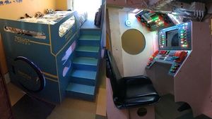 Dad Builds Incredible Spaceship Control Room Bed for His Son
