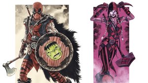 Deadpool and Harley Quinn Reimagined as Vikings in Fan Art