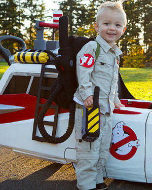 Great GHOSTBUSTERS Kid Costume and Ecto-1 Push Cart