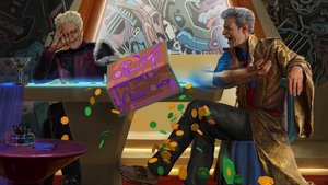 GUARDIANS OF THE GALAXY - MISSION: BREAKOUT! Painting Shows The Collector and The Grandmaster Together