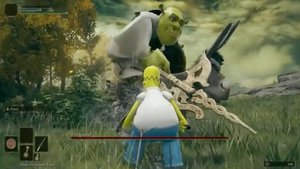 Homer Simpson Fights Shrek in Funny ELDEN RING Mod