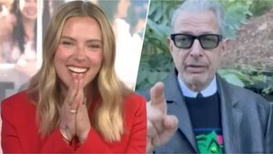 Jeff Goldblum Sends Scarlett Johansson a Video Message on Live TV Welcoming Her to the 