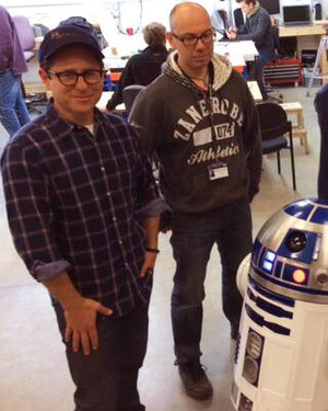 J.J. Abrams and R2-D2 in STAR WARS: EPISODE VII Behind the Scenes Photo