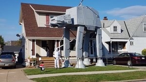 Man Builds a Massive Two-Story AT-AT in Front of His House For Halloween