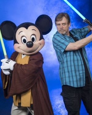 Mark Hamill Strikes A Jedi Pose with Mickey Mouse