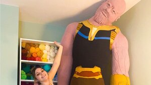 Marvel Fan Knits a Massive Life-Size Thanos Doll