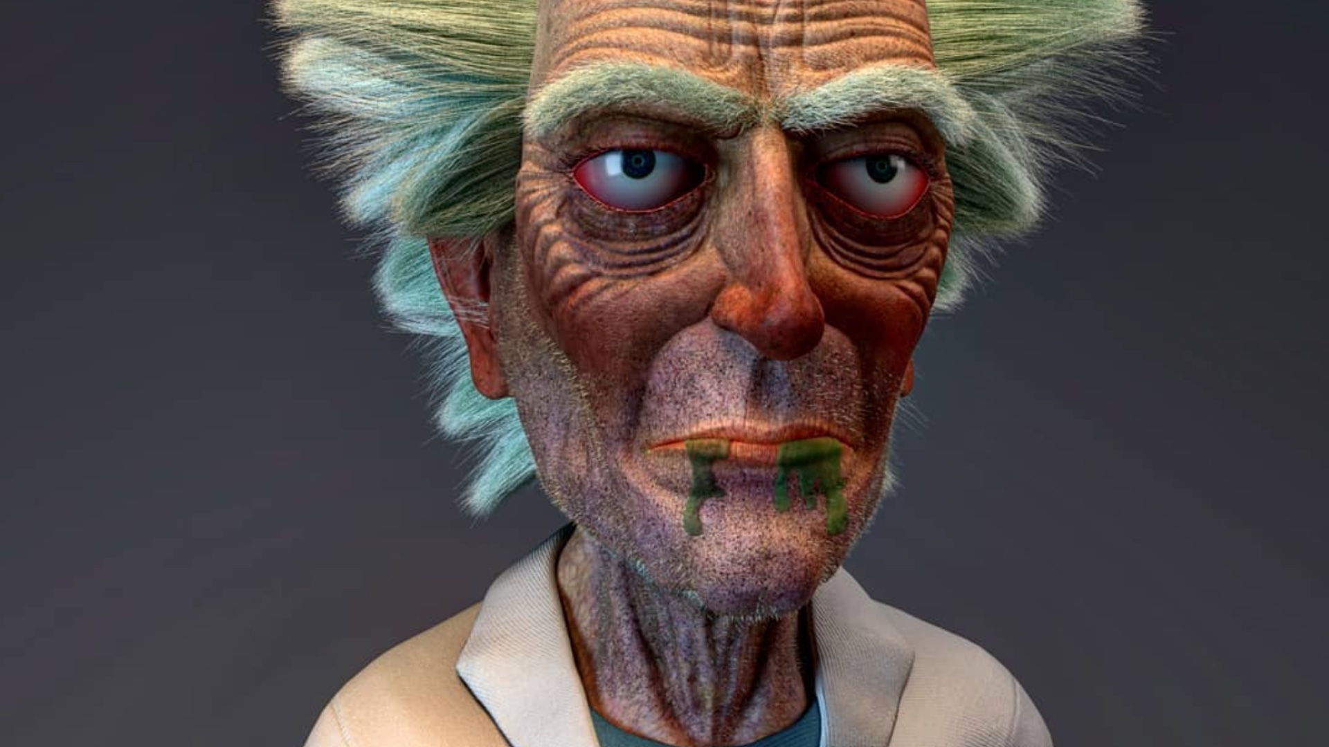 RICK AND MORTY Fan Art Shows a Crazy Hyper-Realistic Old Man Rick 3D Digita...