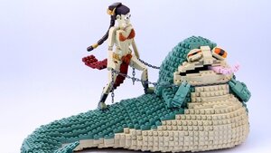 Slave Leia Strangles Jabba The Hutt in LEGO Sculpture