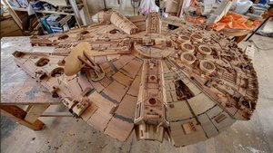 Stunning Hand-Crafted 6-Foot-Long Wooden Millennium Falcon
