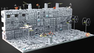 Super Detailed and Huge LEGO Diorama of The STAR WARS Death Star Trench Run Stays on Target