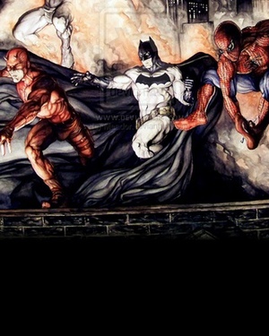 The Dark Knight Meets The Marvel Knights in Fan Art