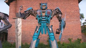 This Father and Son Team Builds Big TRANSFORMERS Statues Out of Trash