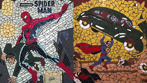 This Guy Uses Shattered Tile Pieces to Recreate Vintage Comic Book Covers