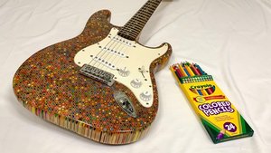This YouTuber Made a Guitar Body out of 1,200 Colored Pencils